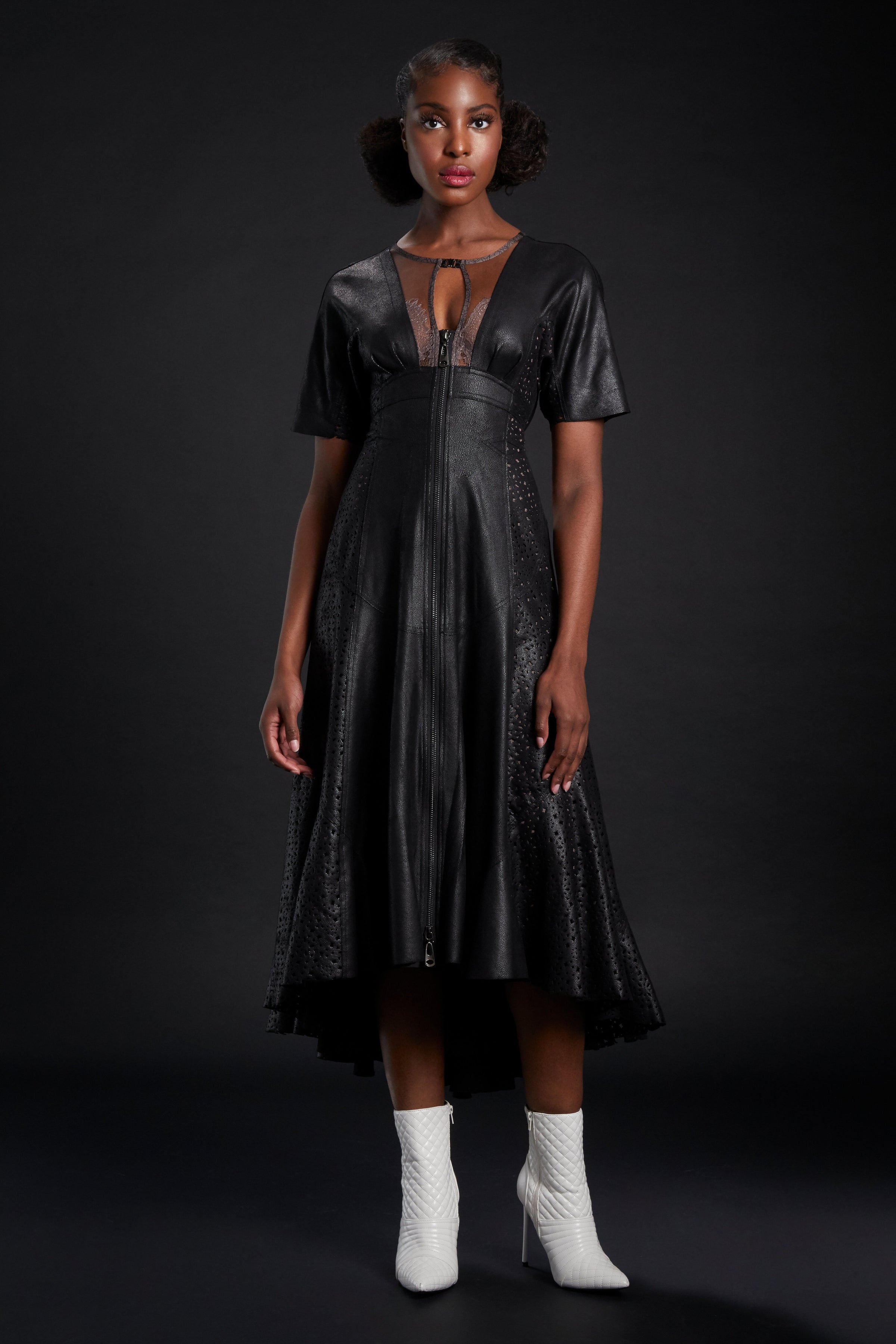 Unveiling Elegance: The Belted Vegan Leather Dress