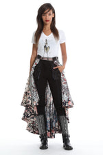 Convertible Embroidered Lace High Low Skirt