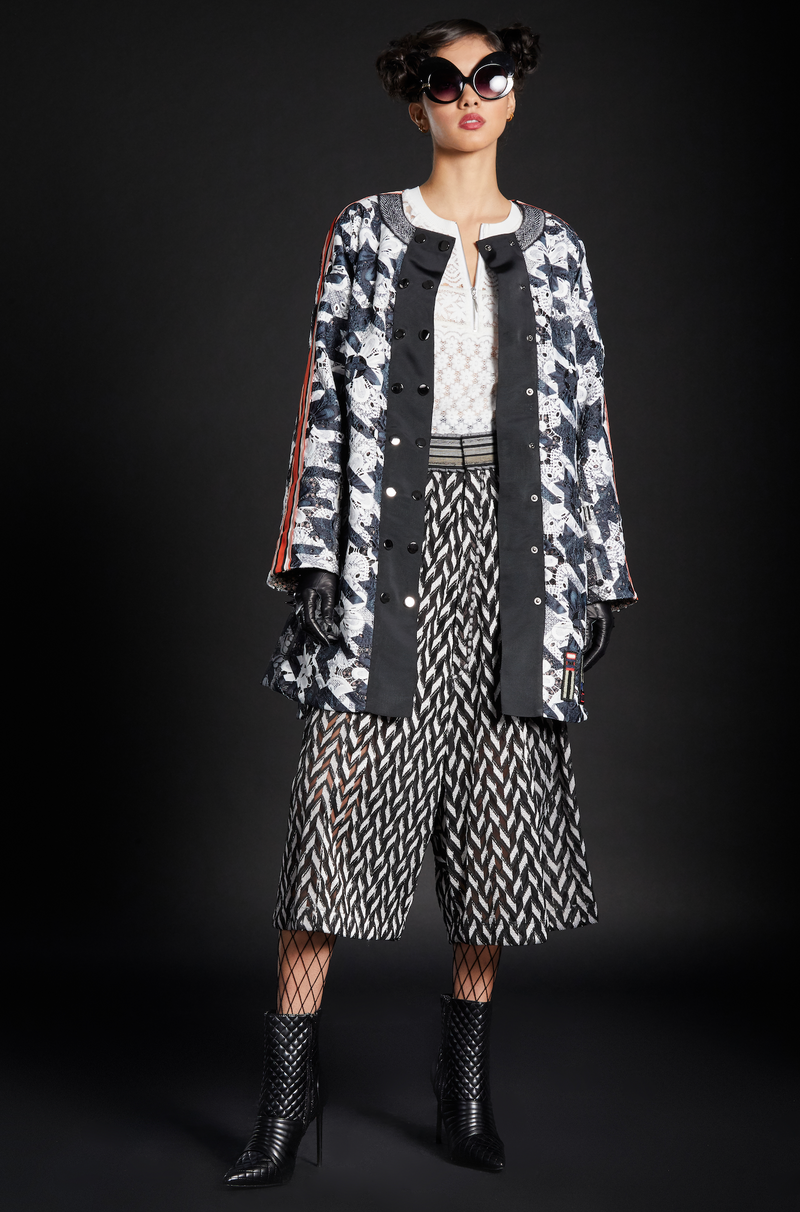 Houndstooth Guipure Lace Coat